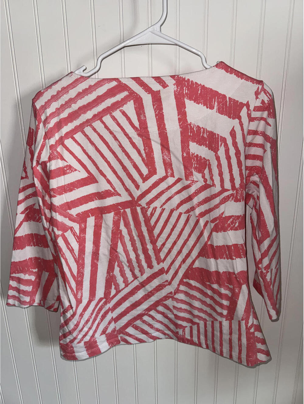 Ruby Rd. Medium Pink and White Geometric Pattern Cotton Spad - Picture 2 of 3